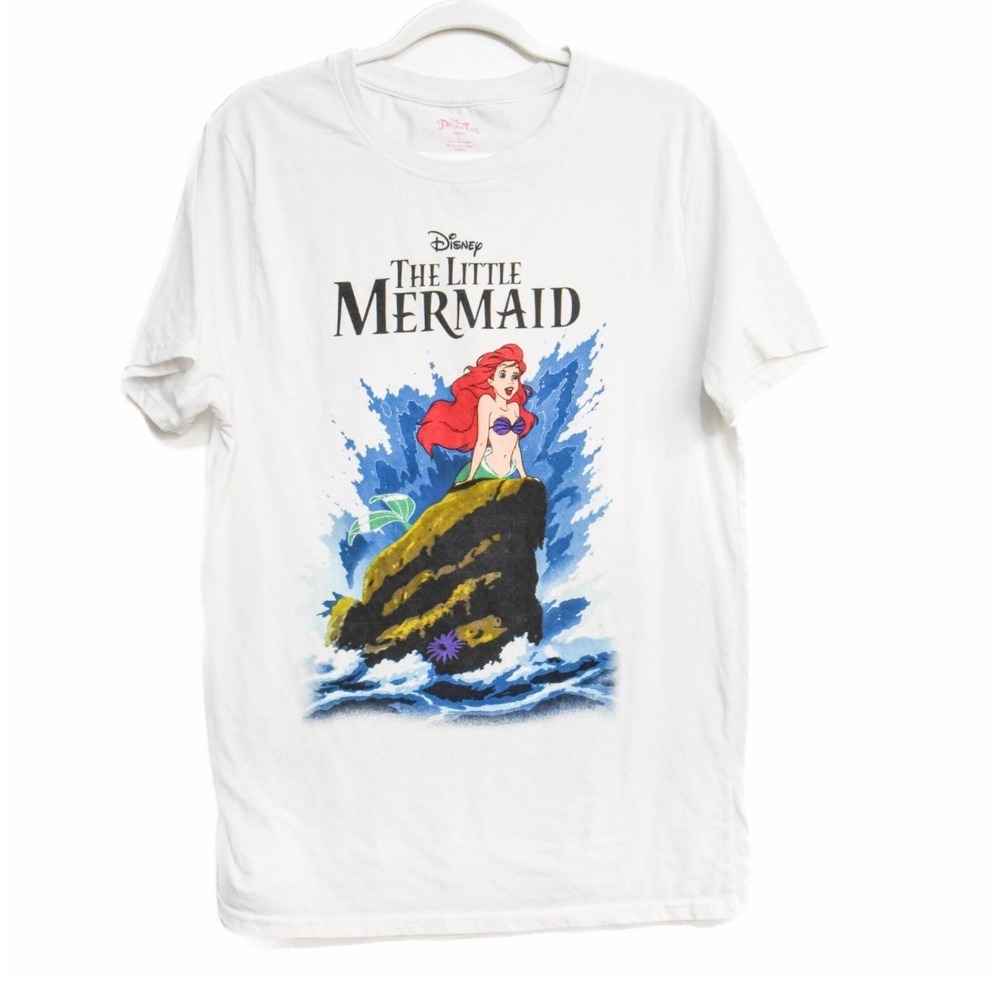 Disney Princess The Little Mermaid T-Shirt Women Small White Excellent Ariel Tee